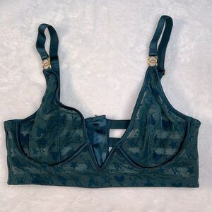 Victoria’s Secret lace strappy zipper back bralette bra. Dark Teal. No tags. EUC